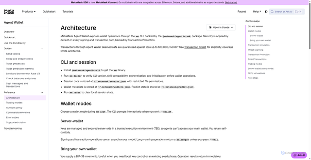 Security scan screenshot of https://metamask-docs-ldkp21iks-consensys-ddffed67.vercel.app/agent-wallet/reference/architecture