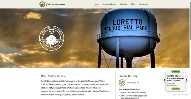 Security scan screenshot of https://cityoflorettotn.gov/