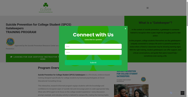 Security scan screenshot of https://www.clovered.org/suicideprevention