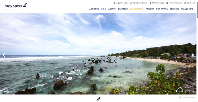 Security scan screenshot of https://www.nauruair.com/destinations/nauru