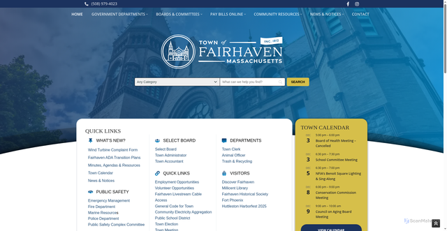 Security scan screenshot of https://fairhaven-ma.gov/