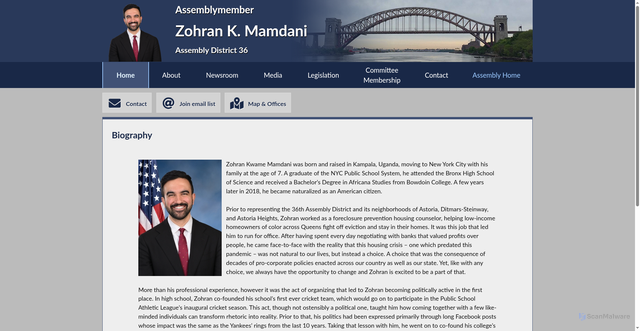 Security scan screenshot of https://nyassembly.gov/mem/Zohran-K-Mamdani