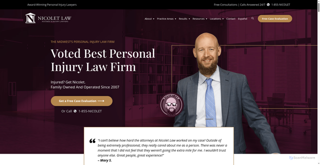 Security scan screenshot of https://nicoletlaw.com/