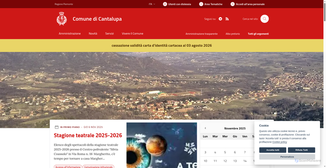 Security scan screenshot of https://www.comune.cantalupa.to.it/