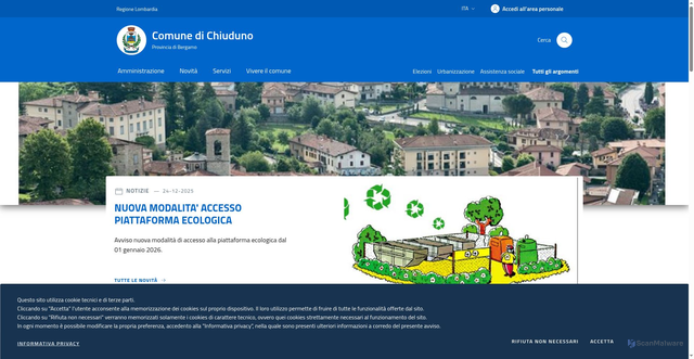 Security scan screenshot of https://www.comune.chiuduno.bg.it/