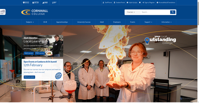 Security scan screenshot of https://www.cornwall.ac.uk/