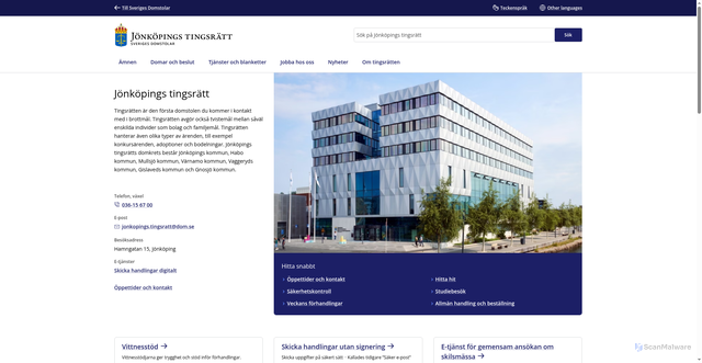 Security scan screenshot of https://www.domstol.se/jonkopings-tingsratt/