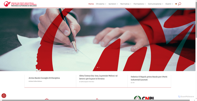 Security scan screenshot of https://www.peritiindustriali.bz.it