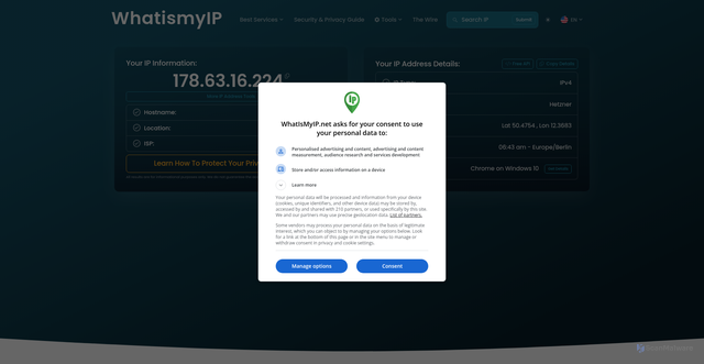 Security scan screenshot of https://www.whatismyip.net