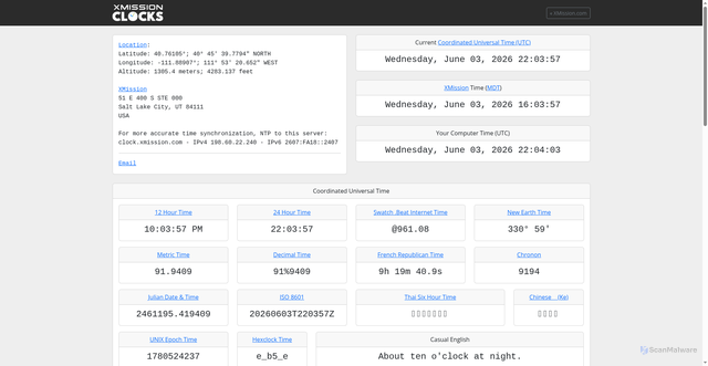 Security scan screenshot of https://time.xmission.com