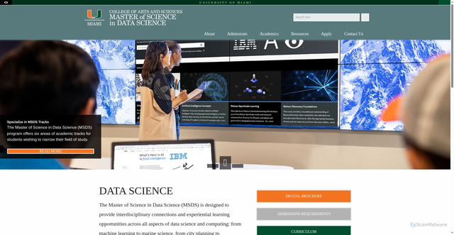 Security scan screenshot of https://msdatascience.as.miami.edu