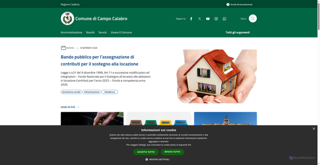 Security scan screenshot of https://www.comune.campocalabro.rc.it/it