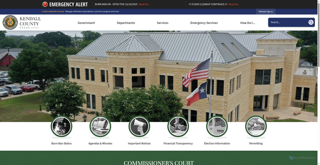Security scan screenshot of https://kendallcountytx.gov/