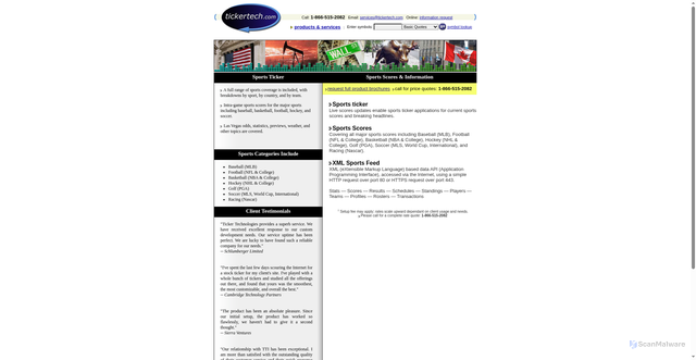 Security scan screenshot of https://www.tickertech.com/sports/