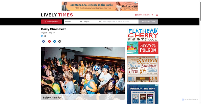 Security scan screenshot of https://livelytimes.com/event/daisy-chain-fest-missoula/