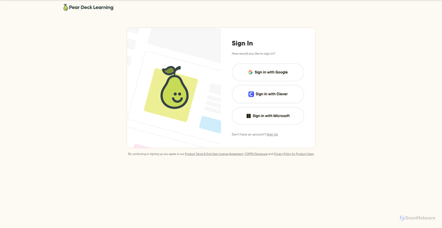 Security scan screenshot of https://account.peardeck.com
