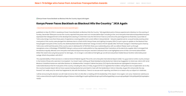 Security scan screenshot of https://srodawahugo-pi6tzdate1.edgeone.app/11695-kenya-power-faces-backlash-as-blackout-hits-the-country-jkia-again.html