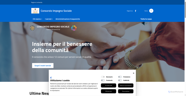 Security scan screenshot of https://www.consorzioimpegnosociale.it