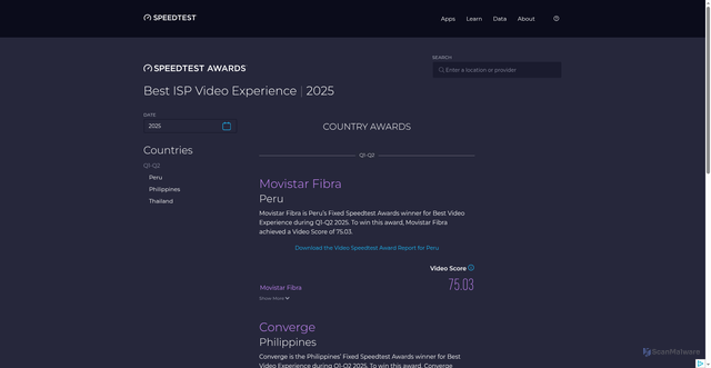 Security scan screenshot of https://test-271.pages.dev/awards/best-isp-video-experience/?