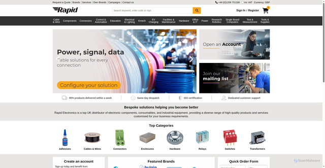 Security scan screenshot of https://rapidonline.com