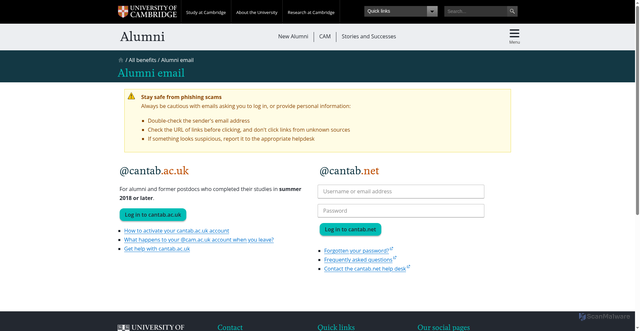 Security scan screenshot of https://cantab.net