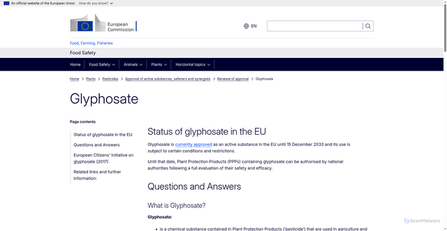 Security scan screenshot of https://food.ec.europa.eu/plants/pesticides/approval-active-substances-safeners-and-synergists/renewal-approval/glyphosate_en