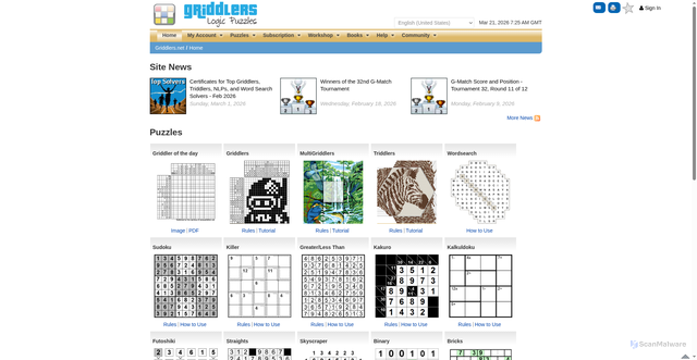 Security scan screenshot of https://www.griddlers.net