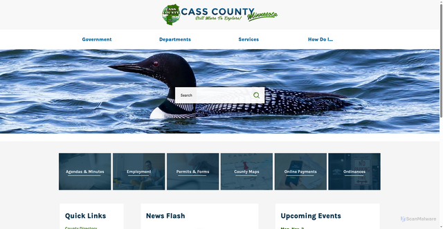 Security scan screenshot of https://www.casscountymn.gov/