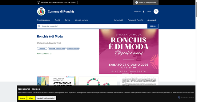 Security scan screenshot of https://www.comune.ronchis.ud.it/