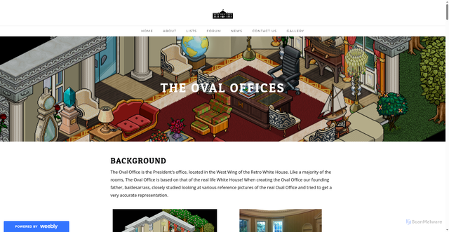 Security scan screenshot of https://the-retro-wh.weebly.com/about-the-oval-office.html