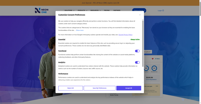Security scan screenshot of https://neoncrm.com