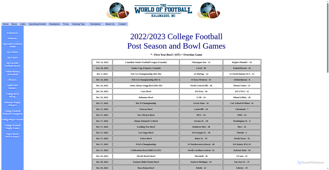 Security scan screenshot of https://www.theworldoffootball.com/bowls.htm