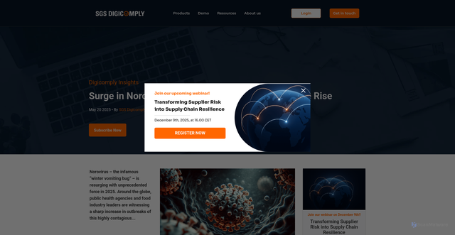 Security scan screenshot of https://www.digicomply.com/blog/surge-in-norovirus-incidents-in-2025