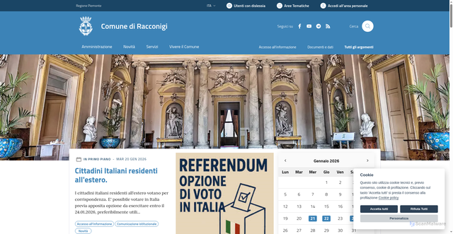 Security scan screenshot of https://www.comune.racconigi.cn.it/