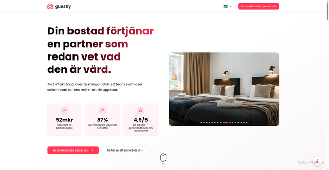 Security scan screenshot of https://guestlyhomes.se