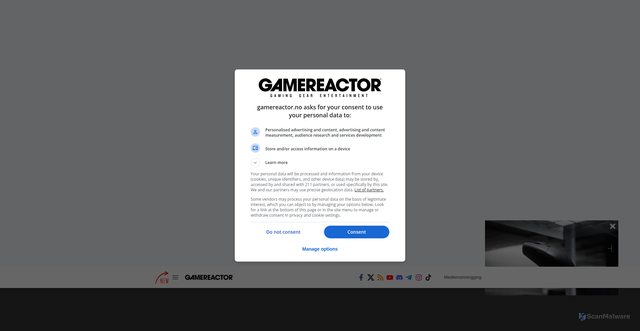 Security scan screenshot of https://www.gamereactor.no/video/814203/Life+Larry+and+the+Pursuit+of+Unhappiness+-+Official+Trailer+HBO+Max/