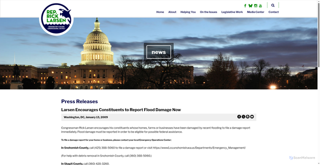 Security scan screenshot of https://larsen.house.gov/news/documentsingle.aspx?DocumentID=1574