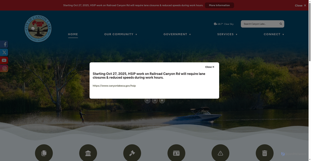 Security scan screenshot of https://www.canyonlakeca.gov/
