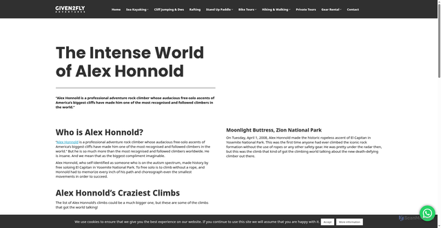 Security scan screenshot of https://given2flyadventures.com/the-intense-world-of-alex-honnold/