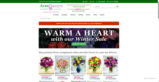 Security scan screenshot of https://www.avasflowers.net