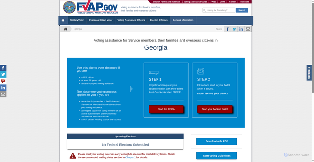 Security scan screenshot of https://www.fvap.gov/georgia