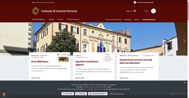 Security scan screenshot of https://www.comune.livornoferraris.vc.it/it-it/home