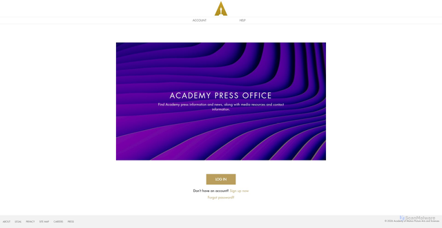 Security scan screenshot of https://press.oscars.org