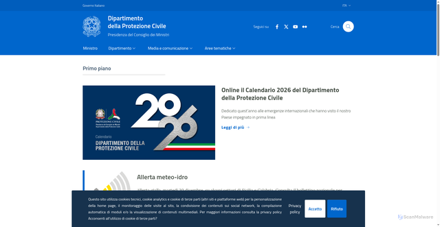 Security scan screenshot of https://www.protezionecivile.gov.it/