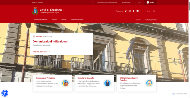 Security scan screenshot of https://www.comune.ercolano.na.it/