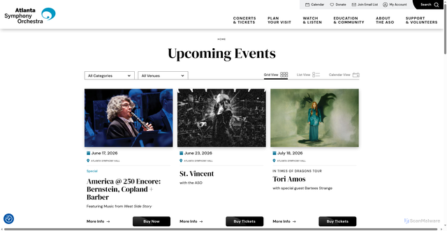 Security scan screenshot of https://www.aso.org/events/detail/symphony-at-sunset-1