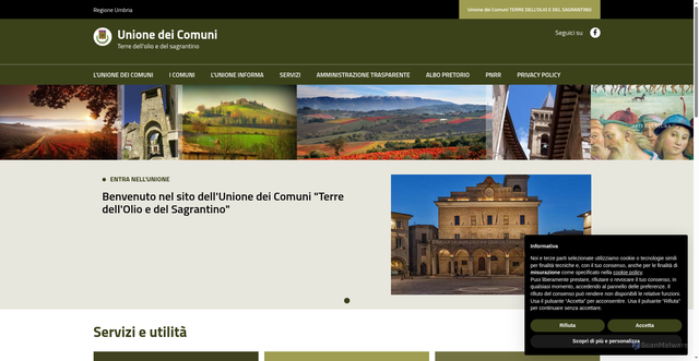 Security scan screenshot of https://www.unionecomuni.pg.it/