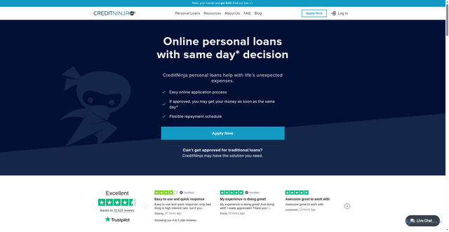 Security scan screenshot of https://www.creditninja.com/