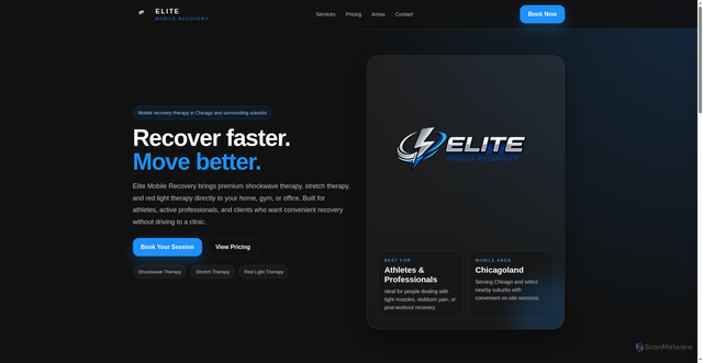 Security scan screenshot of https://elitemobilerecovery.com/