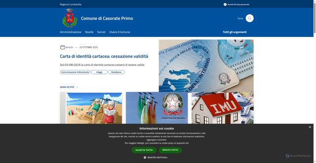 Security scan screenshot of https://www.comune.casorateprimo.pv.it